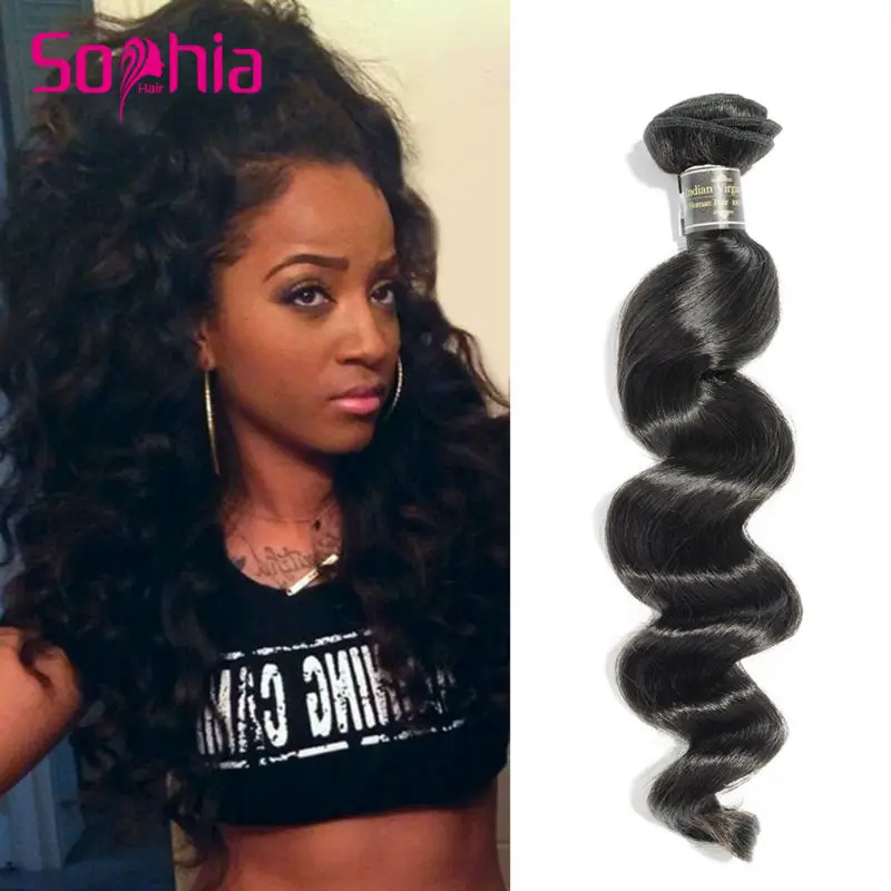 

1 Bundle of Loose Wave Indian Virgin Hair 7A Unprocessed Human Hair Extension 100g Sophia Hair Raw Virgin Indian Hair Loose Wave