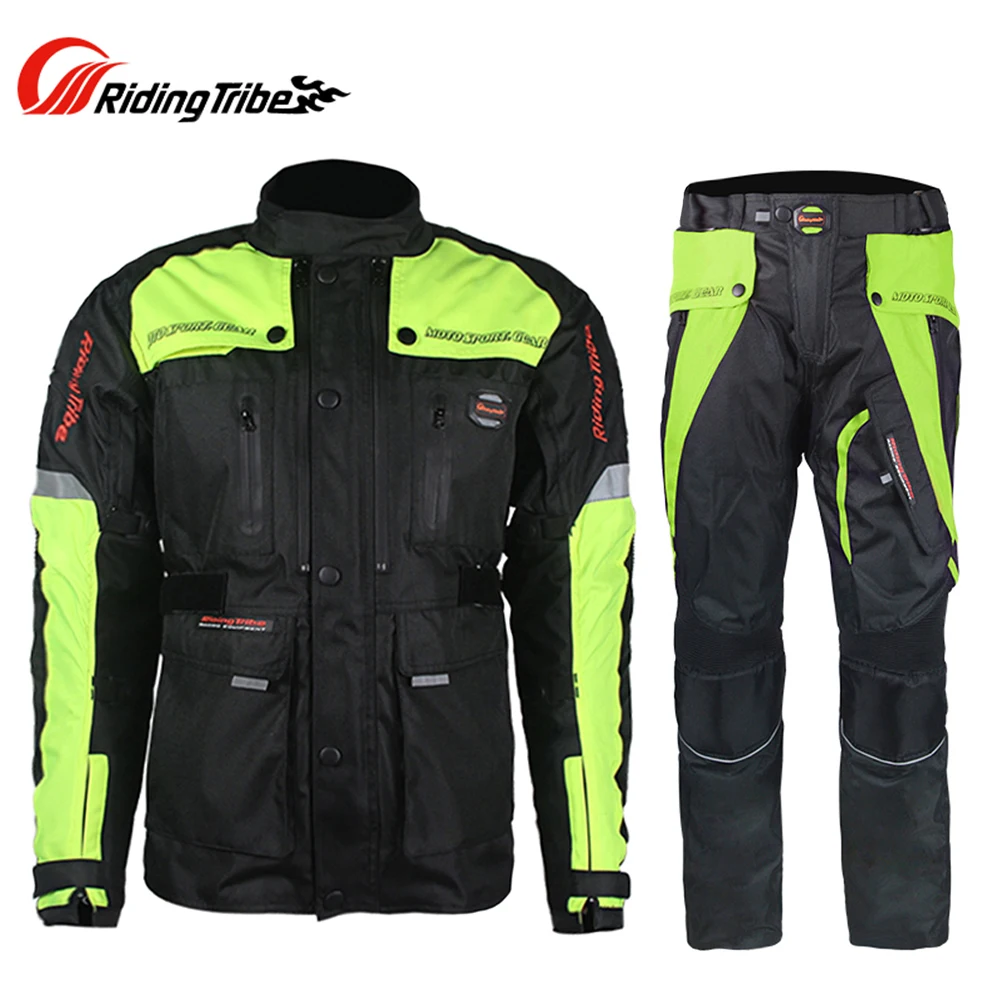 Moto rcycle pull suit Мужская одежда для гонок по бездорожью ветрозащитная Водонепроницаемая мотоциклетная куртка для путешествий для верховой езды куртка для мотоцикла брюки костюм - Цвет: Green Set