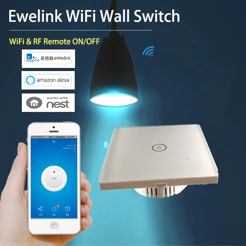 Ewelink 1 банда WiFi настенный светильник сенсорный переключатель панель таймера 86 Тип