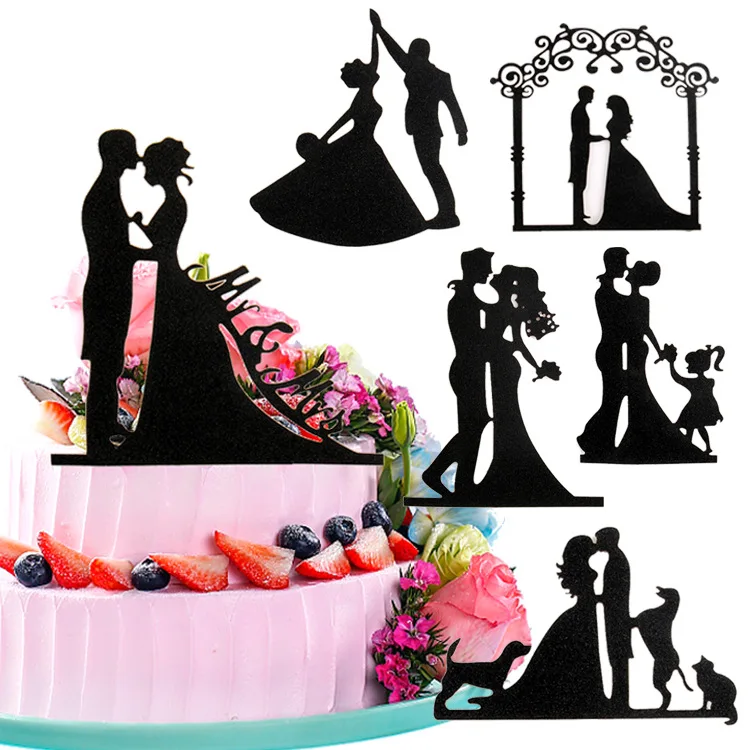 

Wedding Cake Toppers Bride and Groom Mr Mrs Acrylic Black Cake Toppers Wedding Decoration Marriage Party Supplies Adult Favors E