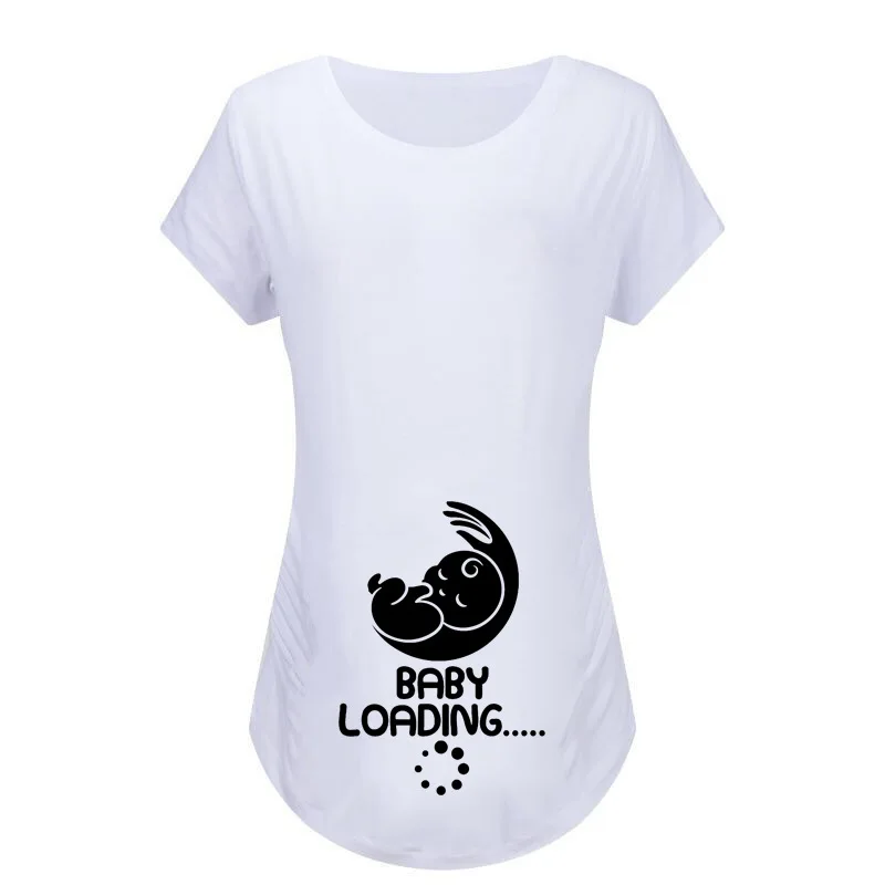 Хлопчатобумажная одежда для беременных блузка с принтом для малышей для беременных женщин белые рубашки свободные топы футболки Одежда для беременных