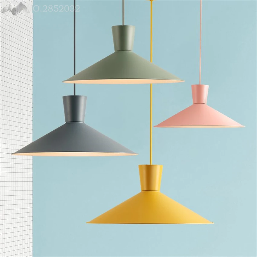 

LFH Nordic modern Macaron colorful pendant lamps iron hanging lights for living room bedroom bar kitchen home lighting fixtures