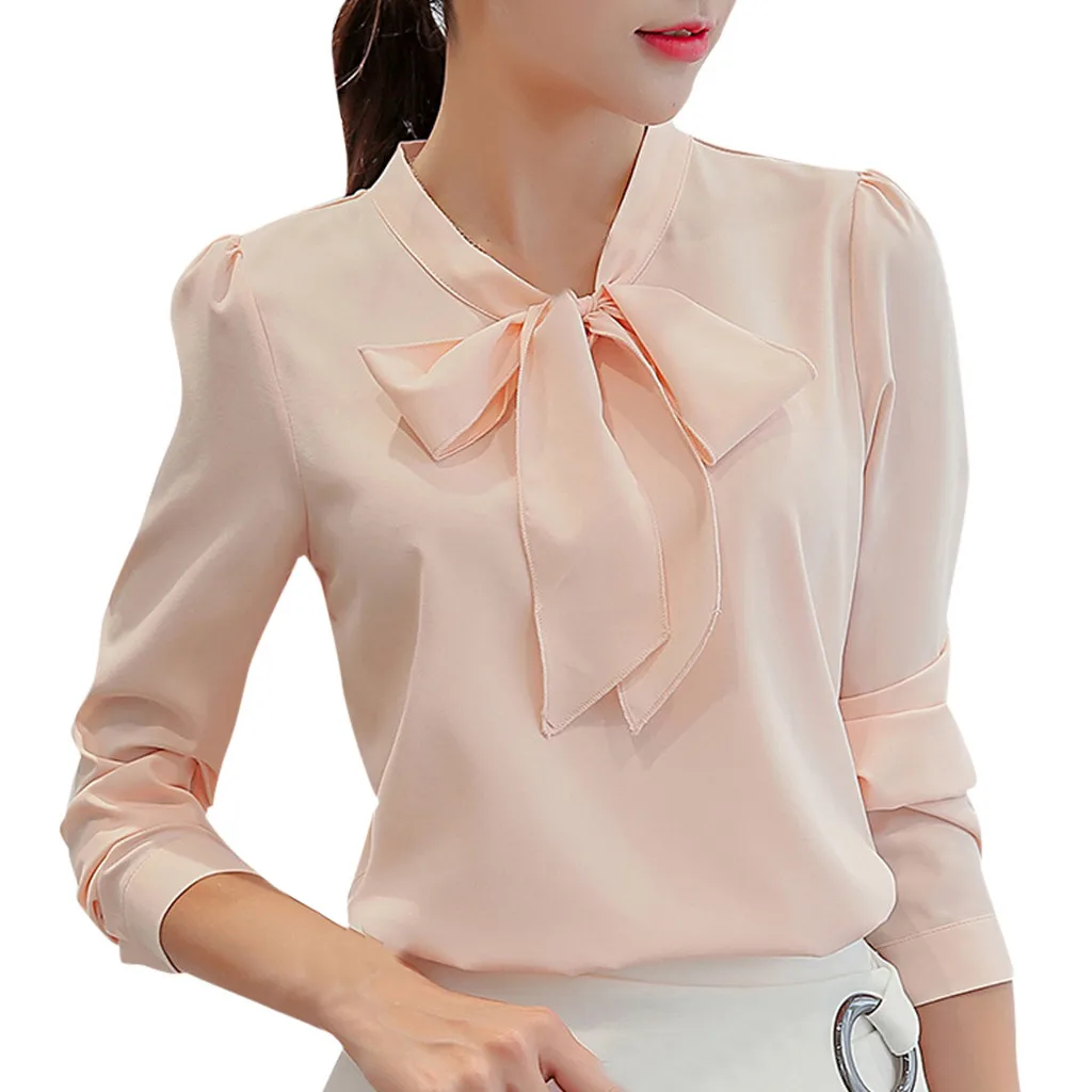 New Spring Autumn Tops Office Ladies Blouse Fashion Long Sleeve Bow Slim White Shirt Female Cute Bodycon Work Blouses Blusas A3|Blouses & Shirts| - AliExpress