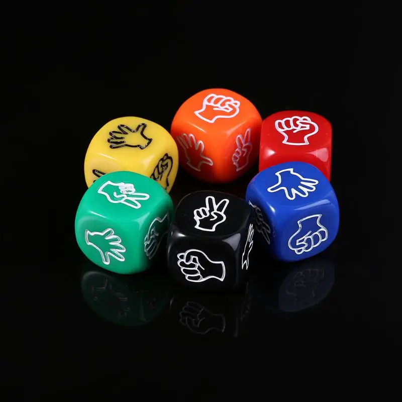 6pcs/set Funny Drinking Game Dice Rock Paper Scissors Finger-guessing Gambling Game Toys 6-Side 20mm 6pcs/set Funny Drinking Game Dice Rock Paper Scissors Finger-guessing Gambling Game Toys 6-Side 20mm