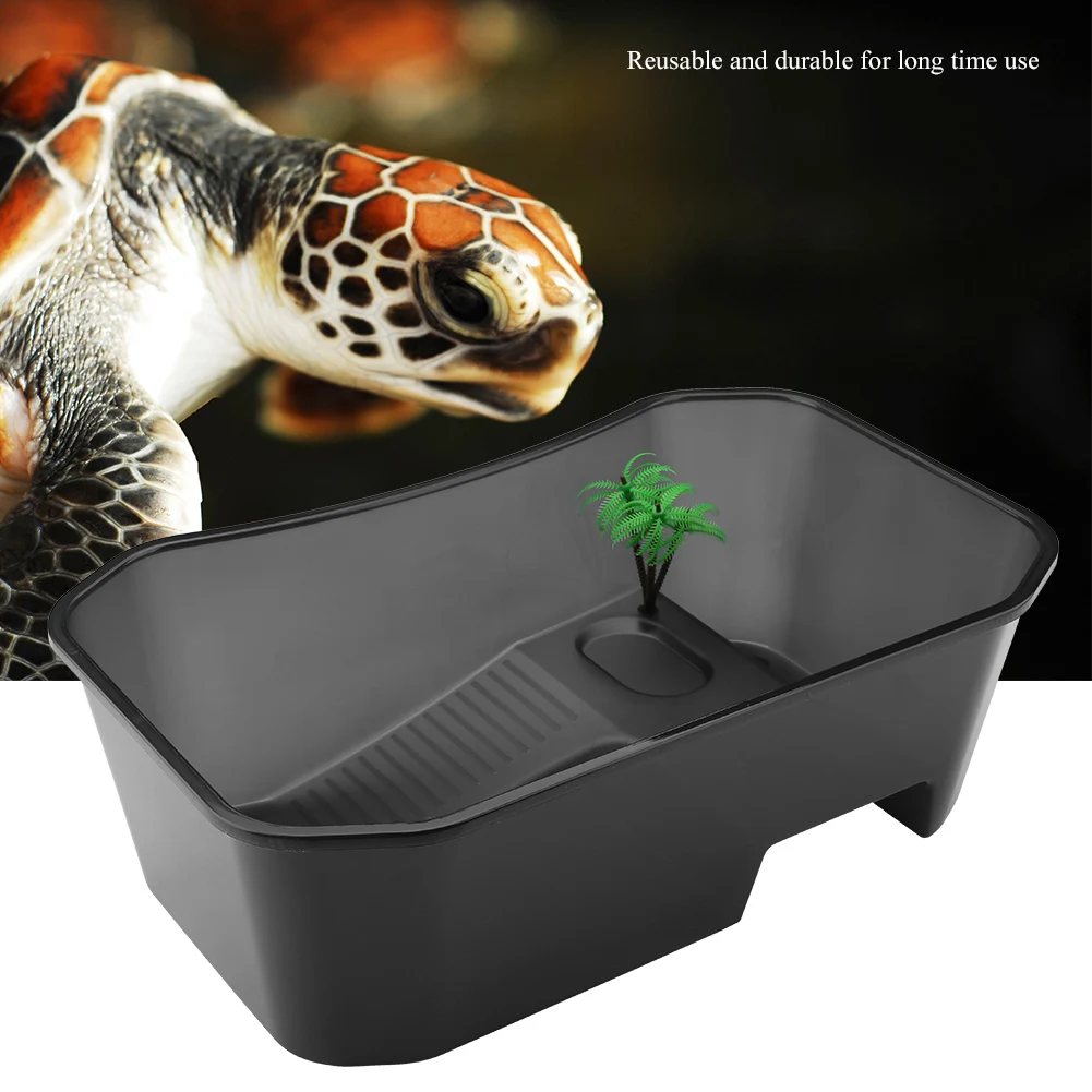 

40*23*13cm Small Plastic Open Fish Tank with Basking Platform for Turtle Reptile