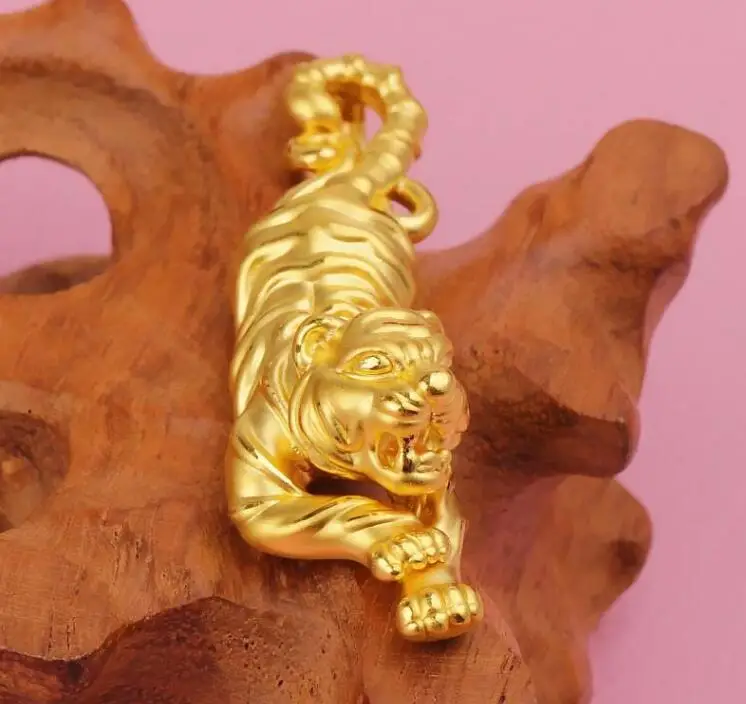 Pure 999 24k Solid Yellow Gold ferocious Tiger Men's Pendant 3.35gin