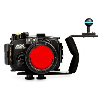 

40M Waterproof Underwater Camera Housing Case Bag for Sony A6000 16-50mm Lens + Red Filter + Diving Handle