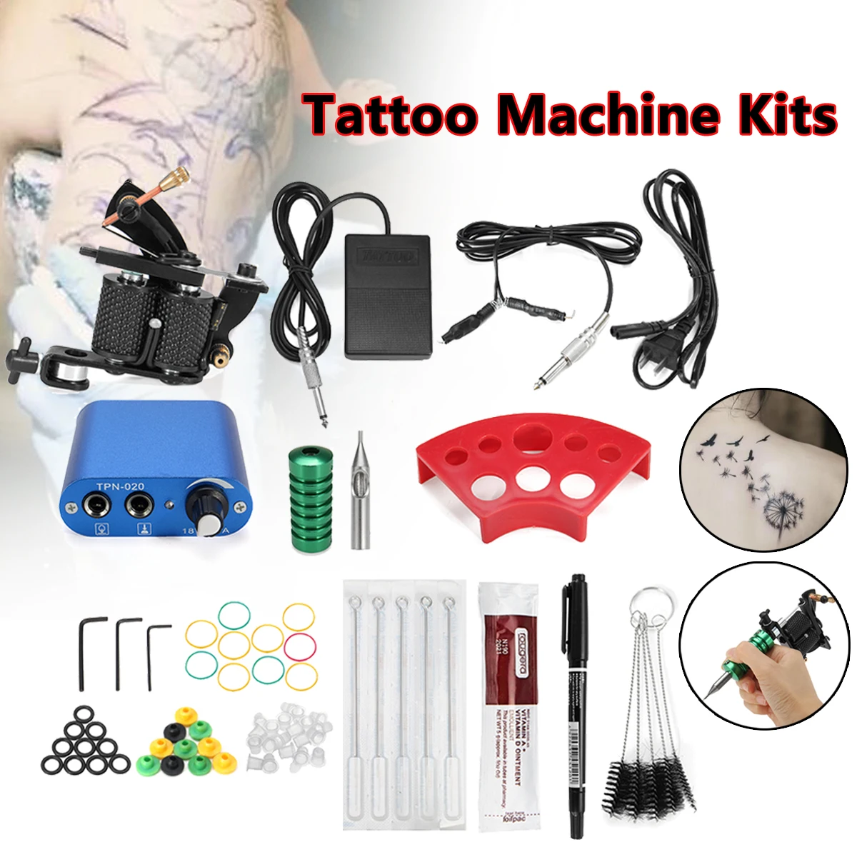 

Professional Tattoo Coil Machine Kit Entrance Tattoo Machine Set Aluminum Alloy Tattoo Power Supply Equitment For Body Art