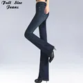 Весенние облегающие джинсы размера плюс, расклешенные джинсы со средней талией, Стрейчевые обтягивающие джинсы в винтажном стиле, расклешенные брюки, джинсовые брюки, XXL, 4XL, 5XL, XS, 6XL - фото