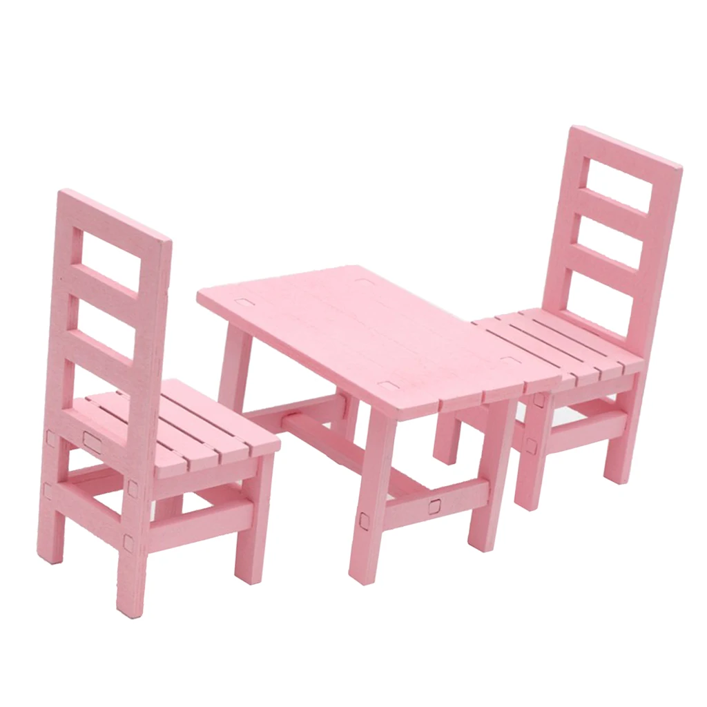Miniature Wood Dining Table Chair Furniture Set for 1:6 Dollhouse Kids Pretend Play Toys Miniature Wood Dining Table Chair Furniture Set for 1:6 Dollhouse Kids Pretend Play Toys