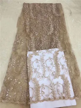 

Fashionable French lace cloth hot sale net lace fabric with sequins for party dress PDN49(5yards/lot) many color