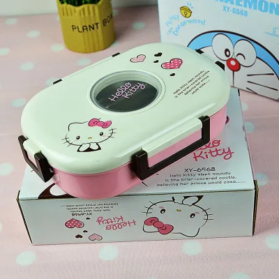 Дораэмон мультфильм Нержавеющая Сталь Bento коробка с коробкой без ложки