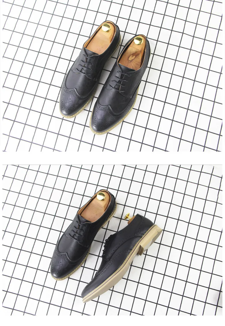 Bullock Carve/мужская кожаная обувь с острым носком Повседневная Мужская дышащая обувь на шнуровке в деловом стиле модная мужская обувь с перфорацией типа «броги» размеры 38-44