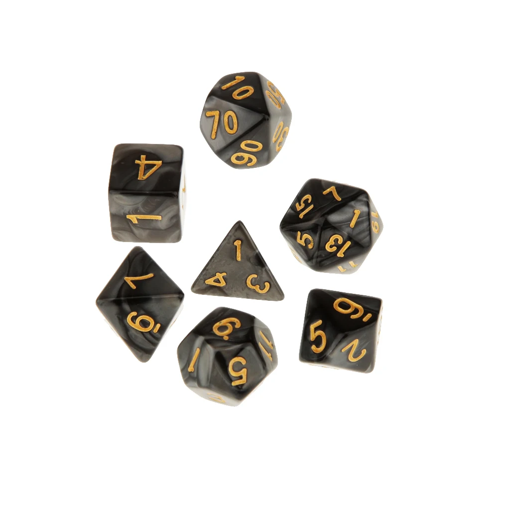 Perfeclan 7 Set Polyhedral Dice for Dungeons and Dragons DND RPG MTG+ Dice Cup Black Polyhedral Dice Table Games