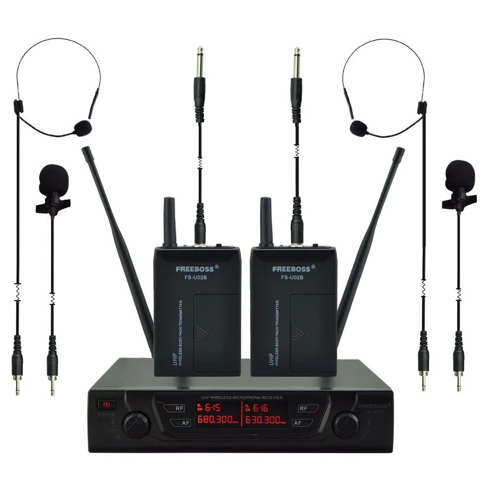 FREEBOSS FB U02B UHF Professional Microphones 2 Bodypacks