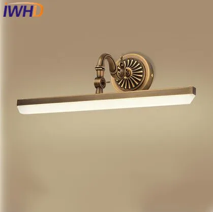 IWHD American Country Led Bathroom Light 9W Copper LED Wall Lamp Adjustable Mirror Light Fixtures For Home Lighting Bathroom IWHD American Country Led Bathroom Light 9W Copper LED Wall Lamp Adjustable Mirror Light Fixtures For Home Lighting Bathroom