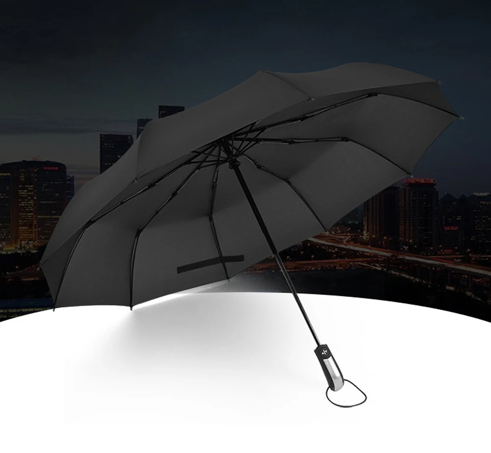 Ветрозащитный складной автоматический зонт от дождя для женщин, роскошный большой Ветрозащитный зонтик от дождя для мужчин с черным покрытием 10 к