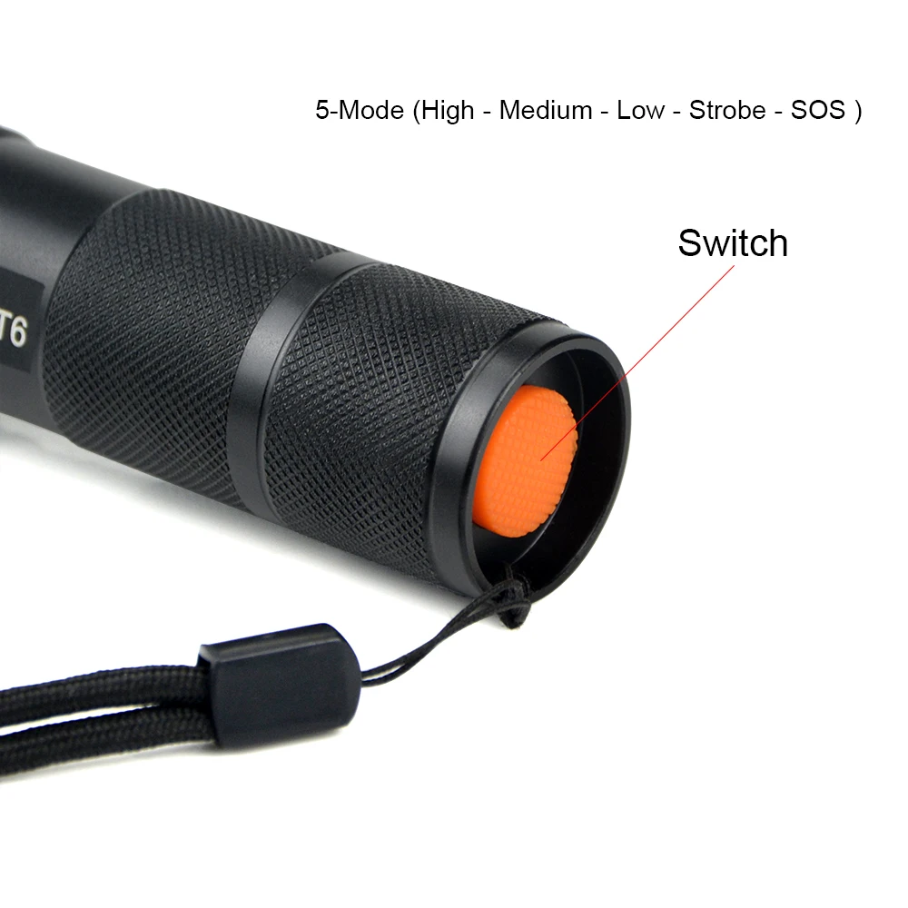 2019 Новый E17 CREE XML T6 3800LM Водонепроницаемый Al факел лампы 5 режимов масштабируемой