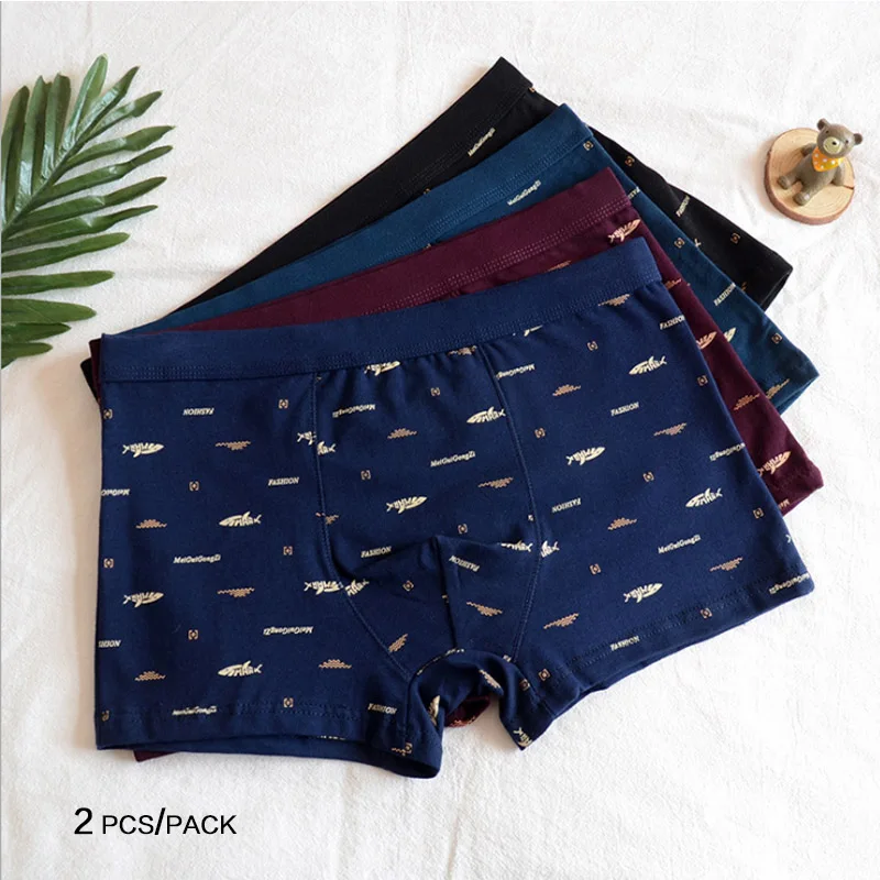 

free shipping 2pcs Mens Boxers Shorts elastic Cotton Knickers man Soft Breathable male Upderpants Comfort elasticity underwears