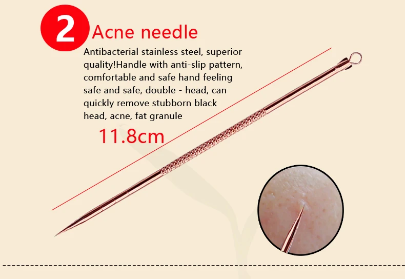 Розовое золото игла для удаления прыщей от прыщей угрей и экстрактор угрей и комедонов жировых гранул уход за лицом красота