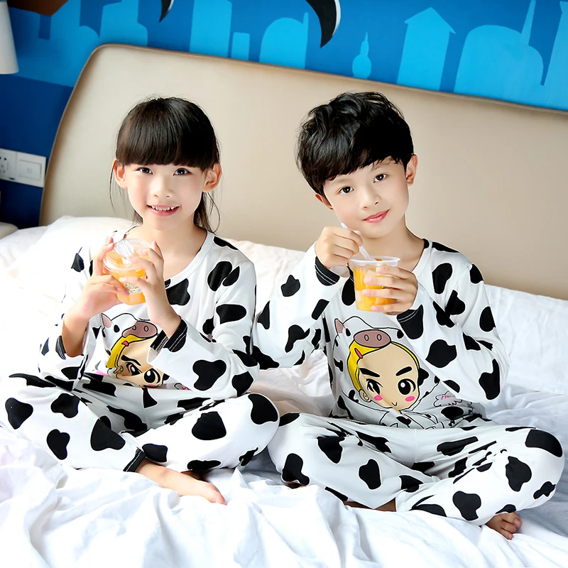 Детская одежда; сезон осень-зима; пижама с длинными рукавами для девочек; Пижама; Детский комплект; одежда для сна для мальчиков; домашняя пижама для девочек - Цвет: Bai nai niu