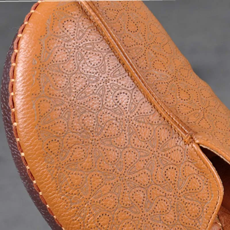 Pédale Véritable Chaussures Vache Loisirs Automne En Plat Semelle Douce noir Avec Chaussure Couverture De Feuille Mocassins Folk rouge Cuir jaune Un Pied Vent Beige 3Ajq5RSc4L