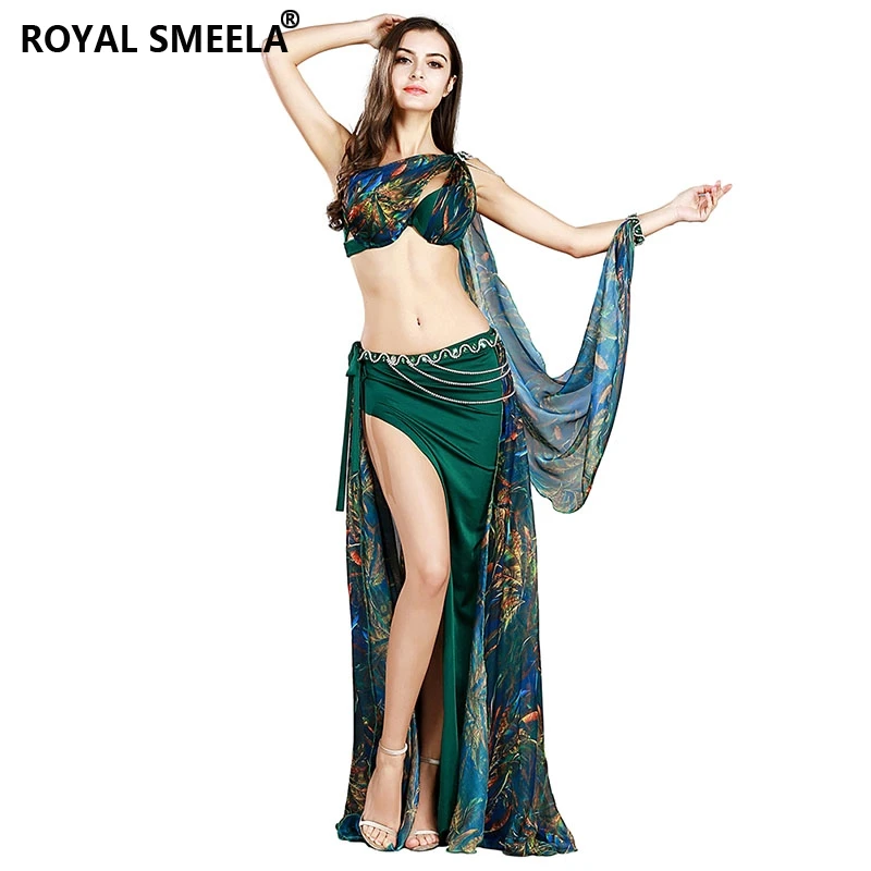 

professional belly dance costume set 3 Colors bra+skirt+waist chain+armbands bellydance clothes outfit 8834