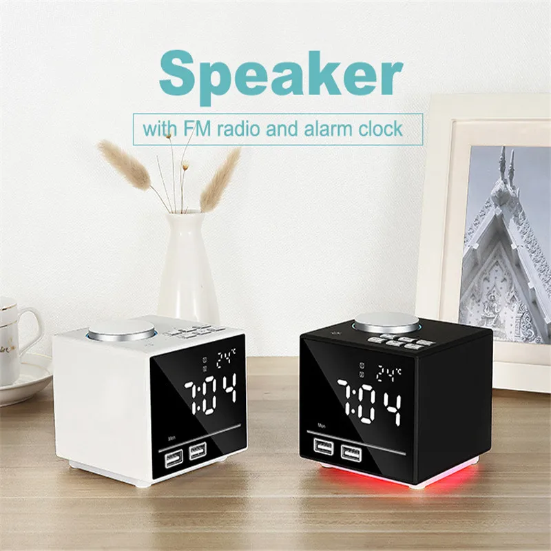

Alarm Clock Radio with Bluetooth Speaker, Phone Chargers with USB Portcharging Bedside Alarm Clock Speaker Player