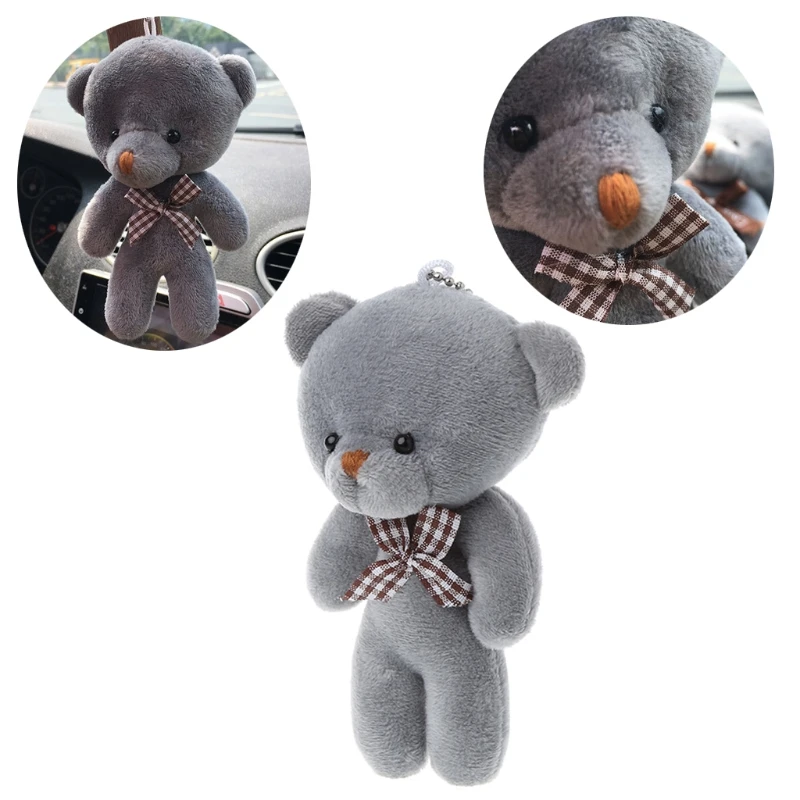 

Car-styling12CM Mini Bear Plush Stuffed Toy Doll Pendant Accessory Wedding Gifts Keychain Plush Toys For Car Ornaments