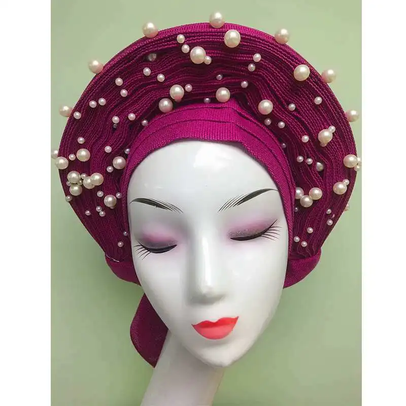 Африканские бусины новая мода авто ASO OKE gele Мода Африканский головной убор красивая лучшая цена asooke нигерийские женщины любят - Цвет: as picture