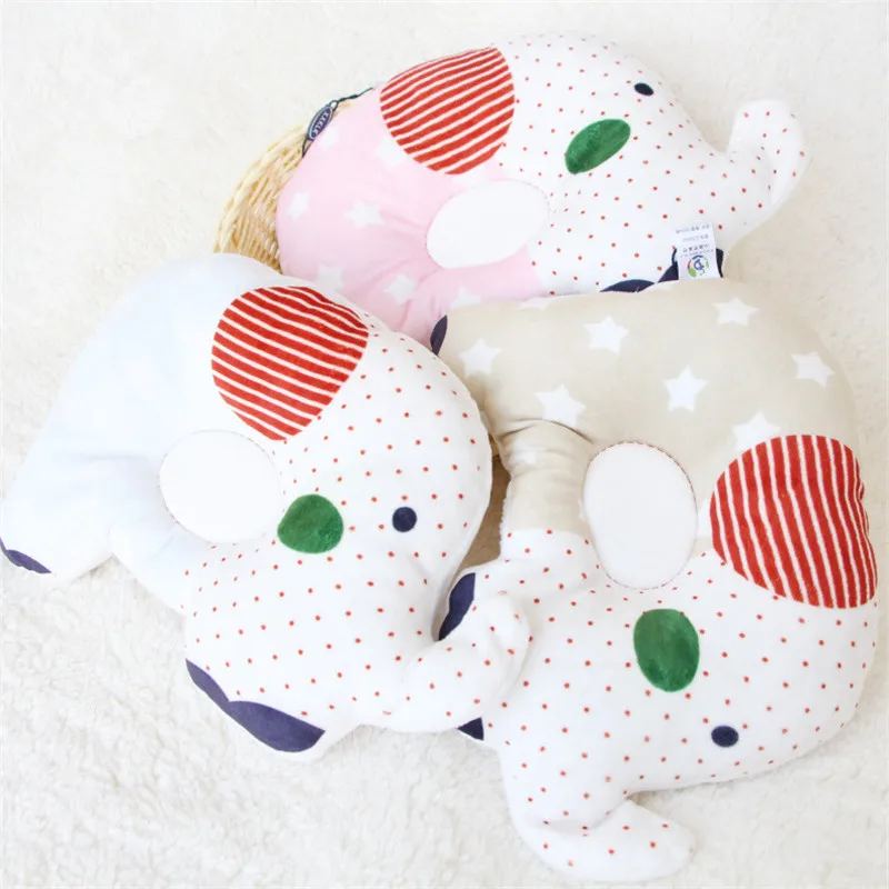 2017 Brand New Baby Stereotypes Pillow China Cotton Baby Head Shape Pillow Small Elephant Cartoon Defensive Baby Pillow Free2