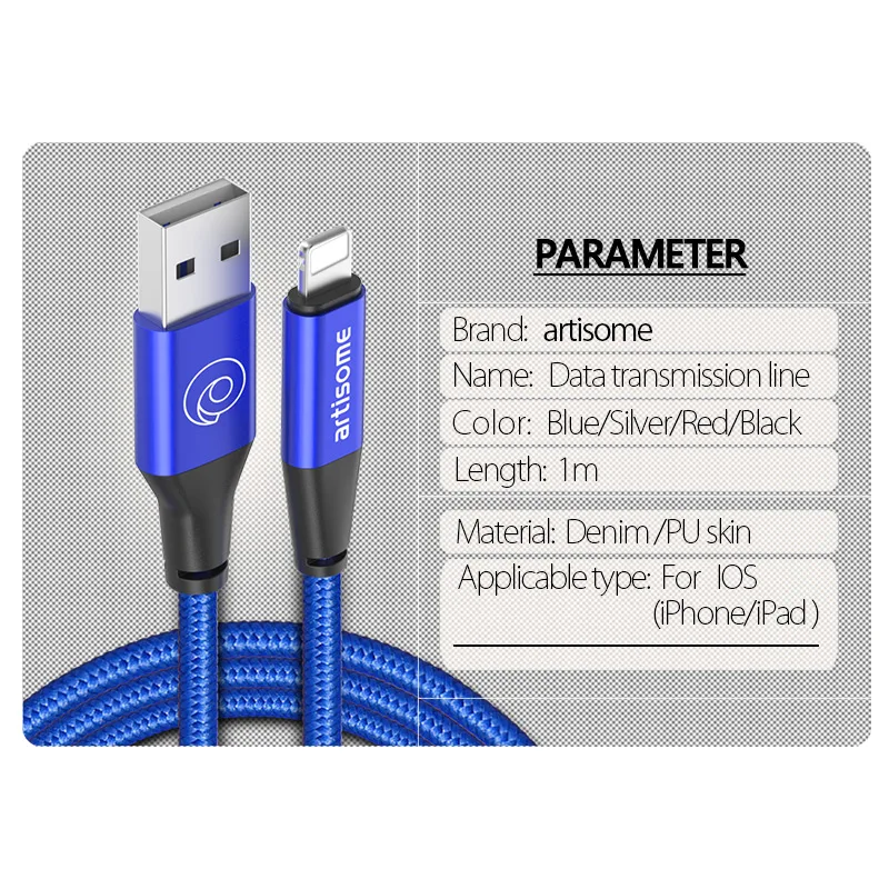 Artisome USB Cable For iPhone XS MAX Fast Charging Cable For iPhone X 8 7 6 s 2A USB Charging Data Cable Mobile Phone Cables     (9)