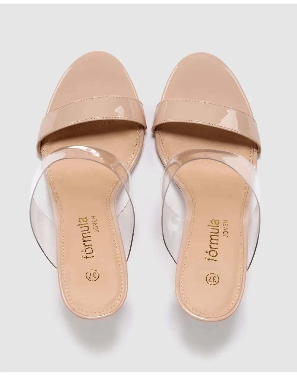 Sandalias de tacón de mujer Fórmula Joven en color beige con detalle de  vinilo|Sandalias de mujer| - AliExpress