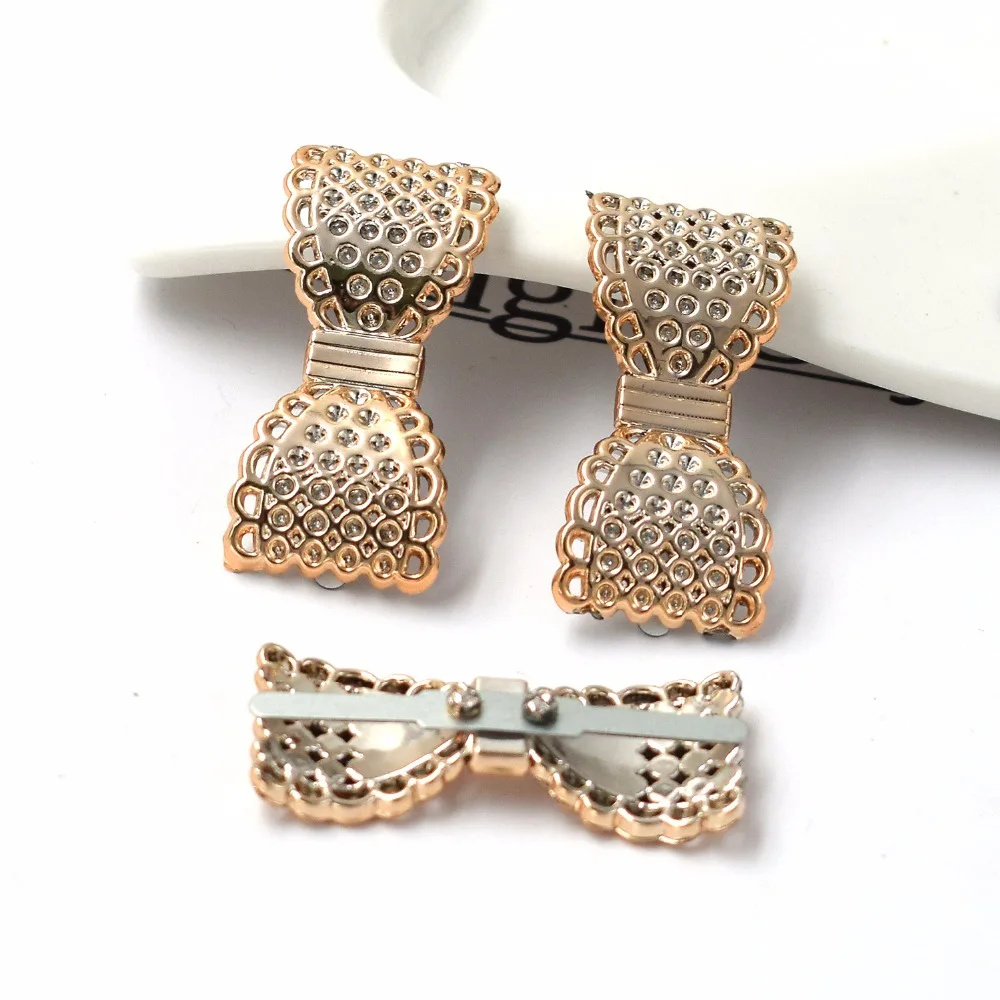 

42*19*7mm 15pcs TOP Quality Lowest Price Rose Gold Bowknot DIY Buckles Charm Accessories On Bag/Shoes Foot Back Fixed