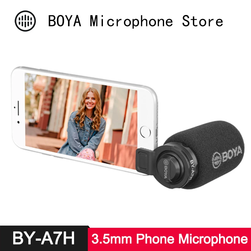 

BOYA Plug-in Compact Condenser Microphone for iPhone iOS Huawei Android 3.5mm Smartphone Tablet Live Stream Vlog Video Audio Mic