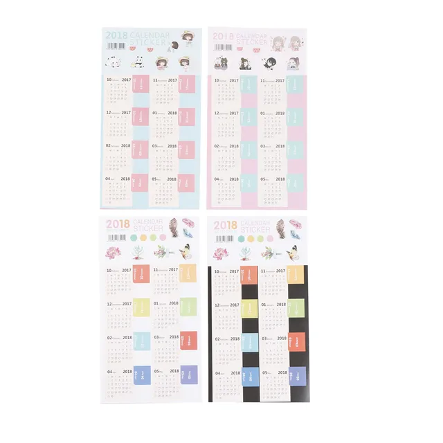 jetting 2 sheets calendar sticker notebook index monthly categories calendar sheets