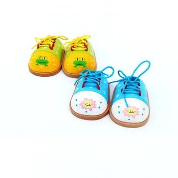 

2pcs Kids Montessori Educational Toys Children Wooden Toys Toddler Lacing Shoes Early Education Montessori Teaching Aids Puzzle