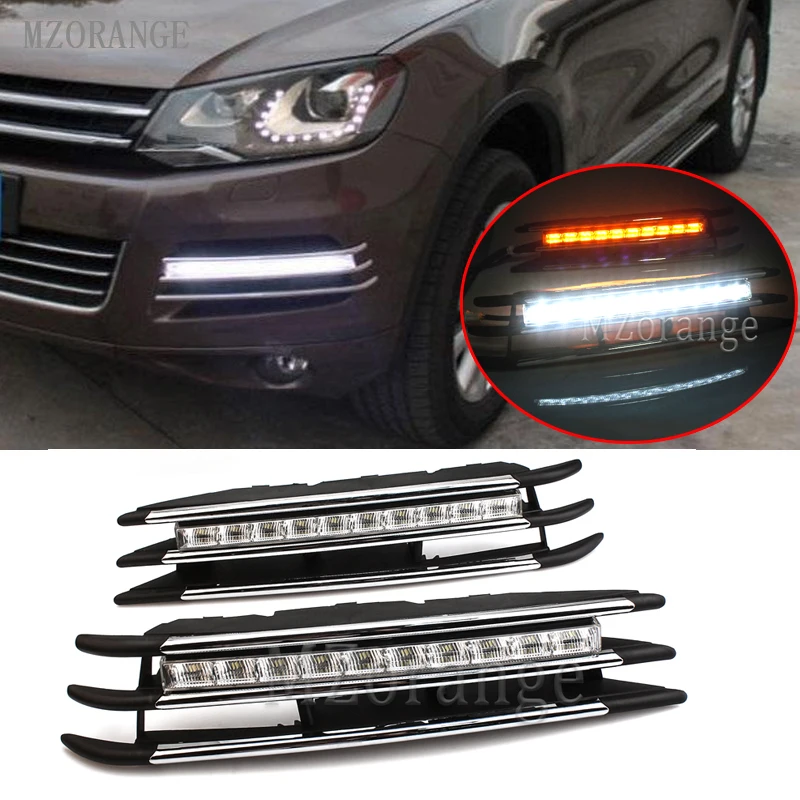 MZORANGE 2011-2014 DRL LED Daytime Running Light Super Bright Waterproof 12v for VW For Touareg with Turn Signal Dimmed Light MZORANGE 2011-2014 DRL LED Daytime Running Light Super Bright Waterproof 12v for VW For Touareg with Turn Signal Dimmed Light