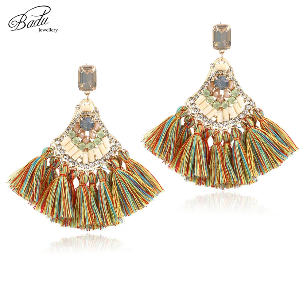 

Badu Baroque Ethnic Earring Black Tassel 4 Colors Women Earrings Winter Fashion Jewelry Elegance Christmas Party