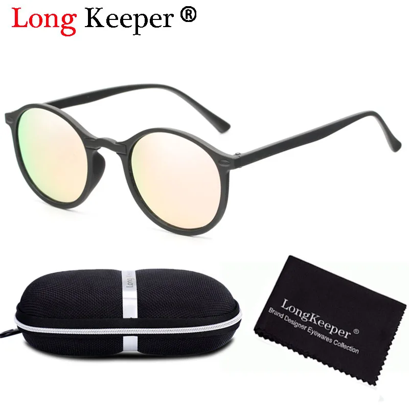 Длинные Хранитель Винтаж Для женщин Для Мужчин Поляризованные очки Круглые ретро заклепки рамка солнцезащитные очки Для мужчин UV400, gafas-де-сол с чехол - Цвет линз: Black Pink