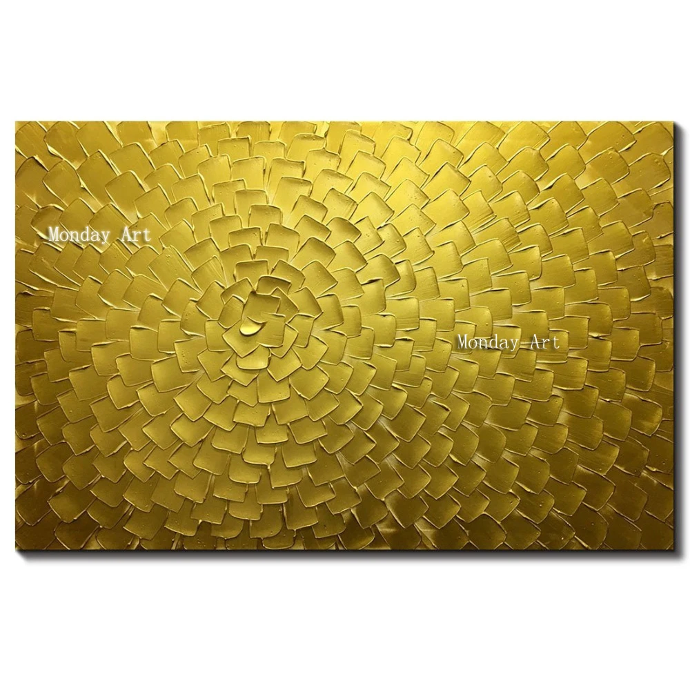 5 Hand Painted Oil Paintings Modern Framed Art 3D Artwork Abstract Gold Flowers Pictures on Canvas Wall Art Ready for Living Room