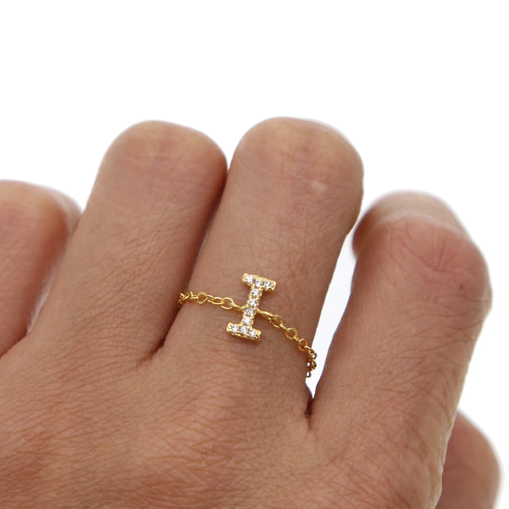 Амулет Alphebet, милые микро буквы с фианитами, высокое качество, звеньевая цепочка,, новейший дизайн, серебряное золото, минимальное кольцо на цепочке