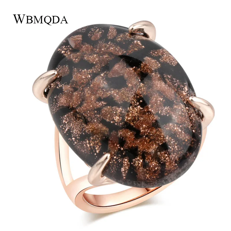 Роскошное 7 цветов стеклянное кольцо с камнем из розового золота богемное обручальное кольцо для женщин модное ювелирное изделие - Цвет основного камня: black