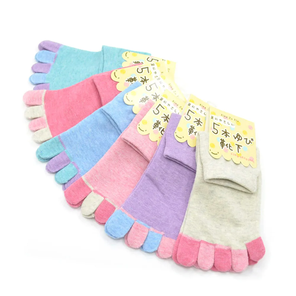 Г. Женские носки хлопковые носки с пятью пальцами для девочек массажные Нескользящие женские носки с пальцами однотонные тонкие носки с каблуком
