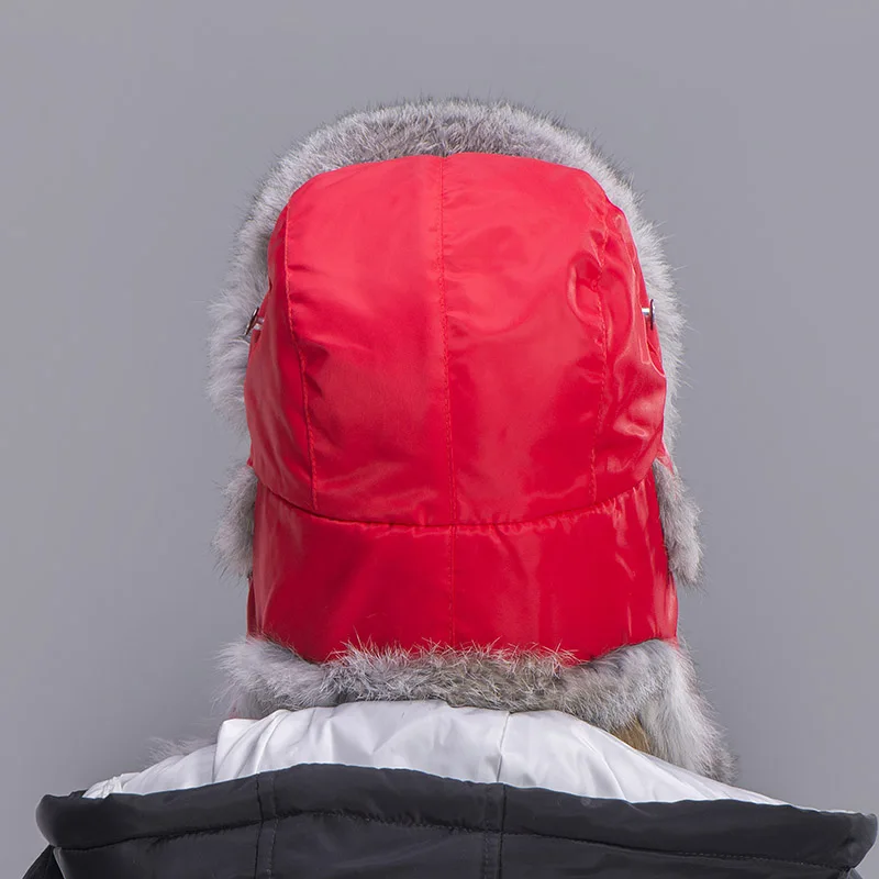 rabbit fur hat women red 3