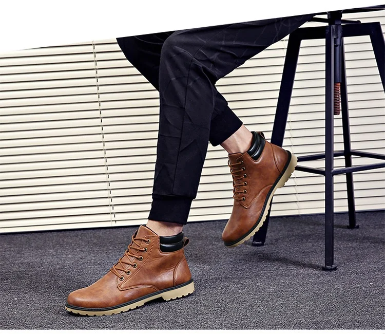 2018 new Genuine Leather Men Boots Autumn Winter Ankle Boots Fashion Footwear Lace Up Shoes Men High Quality Vintage Men Shoes (8)