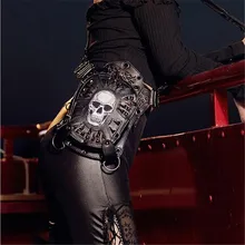 Новые мужские мешок многофункциональный одно плечо носить черный скелет леди PU кошельки