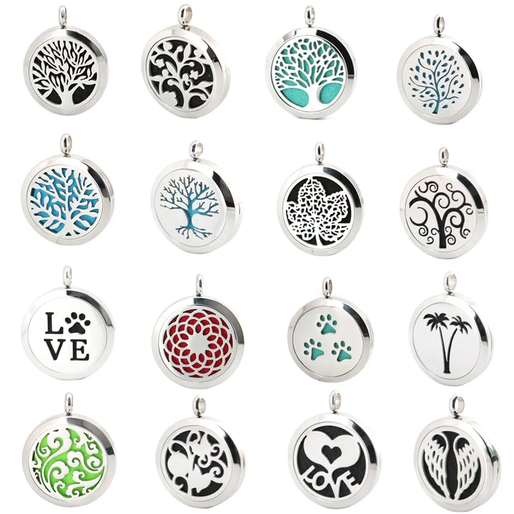 

More than 100 style Magnet Aromatherapy Essential Oil 316 Stainless Steel Perfume Diffuser Locket Necklace with chain
