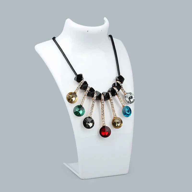 Черный/белый акриловый Ожерелье Дисплей Держатель для полки стойки, модные ювелирные изделия Размер дисплея 20,5X13 см - Цвет: White