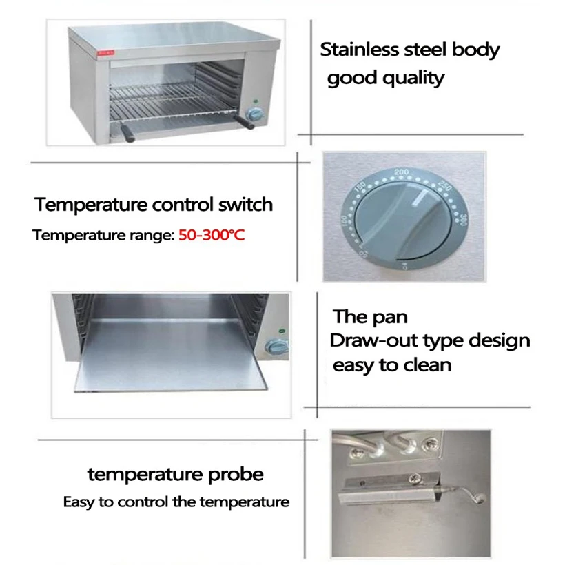 FY-938 электрическая духовка питания жаровня для курицы Рабочий стол для производства Электрический гриль Саламандра Электрический гриль 2000